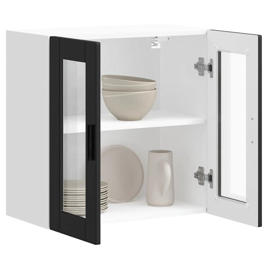 Armário de parede de cozinha com porta de vidro Porto preto