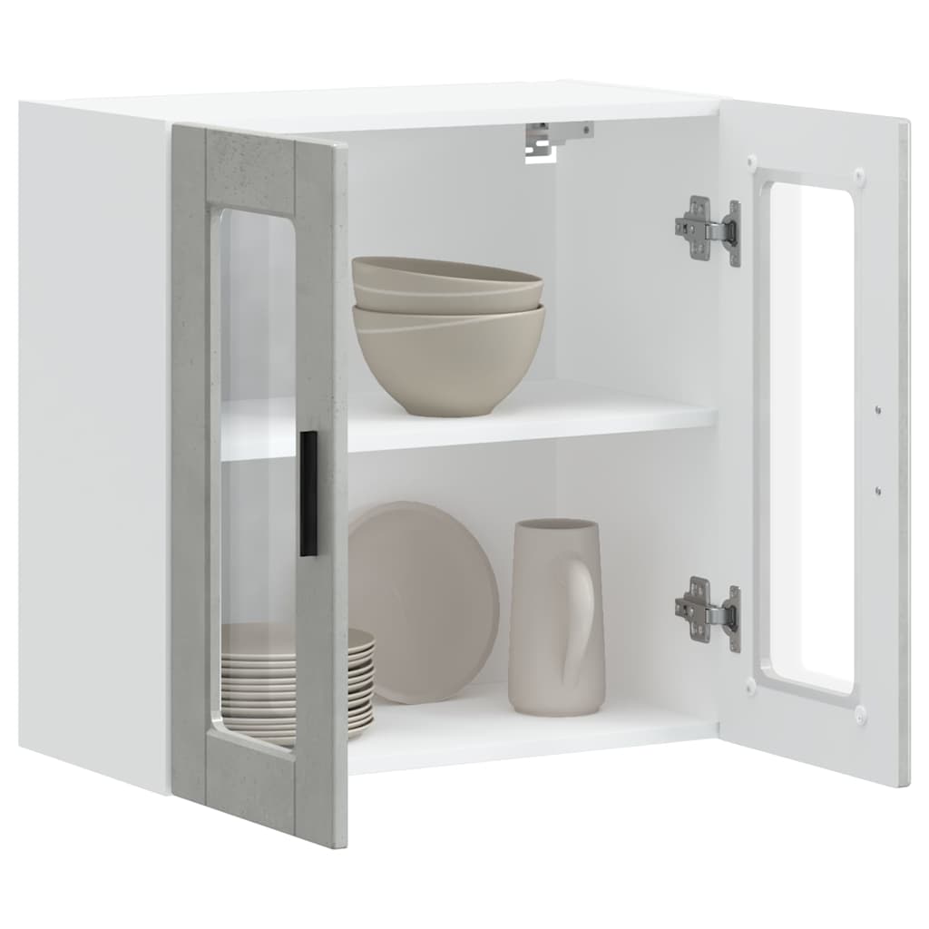 Armário de parede de cozinha porta de vidro Porto cinza betão