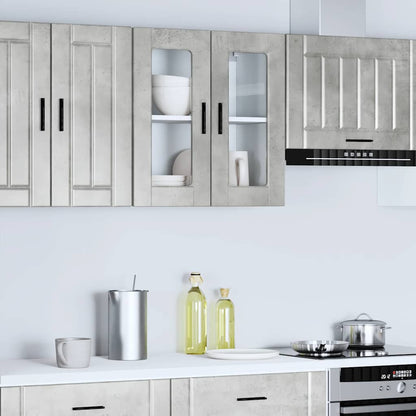 Armário de parede de cozinha porta de vidro Porto cinza betão