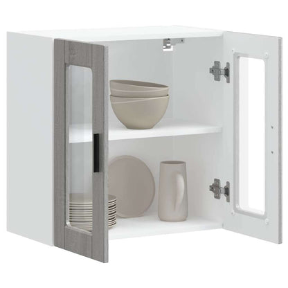 Armário de parede de cozinha porta de vidro Porto cinza sonoma