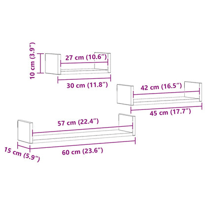 Prateleiras parede 4 pcs derivados madeira carvalho artisiano