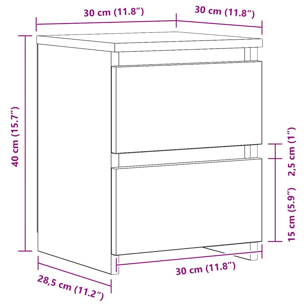 Mesa cabeceira 30x30x40 cm derivados madeira carvalho artisiano