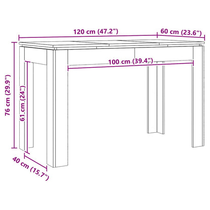 Mesa de jantar 120x60x76cm derivados madeira carvalho artisiano