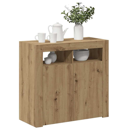 Aparador com LED 80x35x75 cm deriv. madeira carvalho artisiano