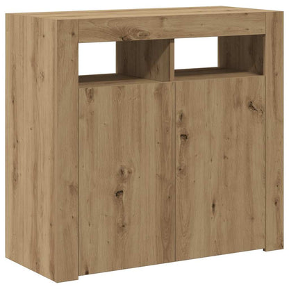 Aparador com LED 80x35x75 cm deriv. madeira carvalho artisiano