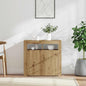 Aparador com LED 80x35x75 cm deriv. madeira carvalho artisiano