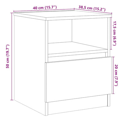 Mesa cabeceira 2pcs 40x40x50cm deriv.madeira carvalho artisiano