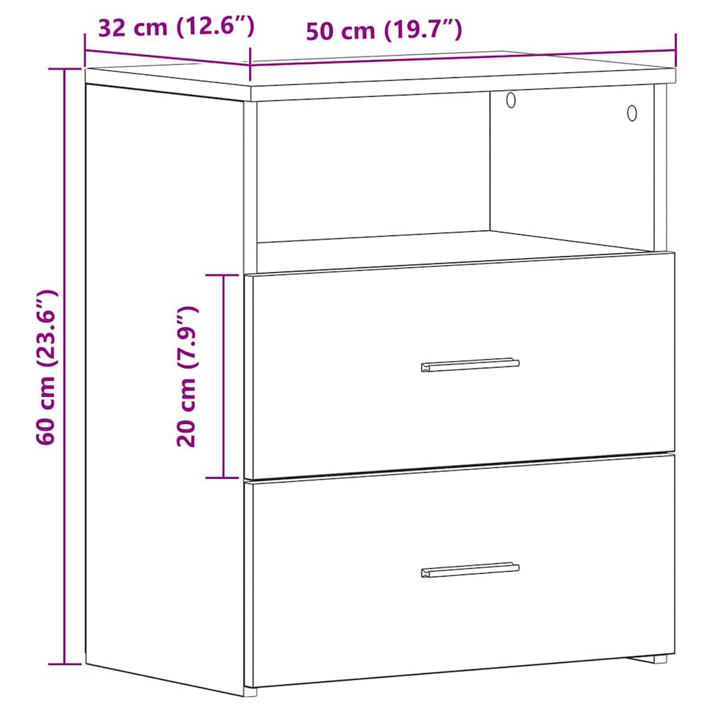 Mesa cabeceira 50x32x60cm derivados madeira carvalho artisiano