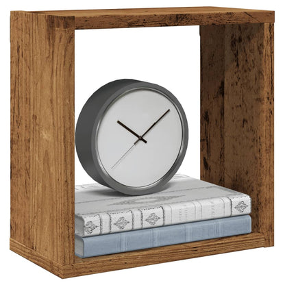Prateleiras de parede cubos 4 pcs deriv. madeira madeira velha