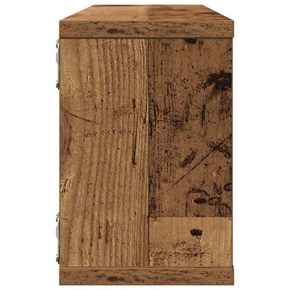 Prateleiras parede em cubo 4pcs deriv. de madeira madeira velha