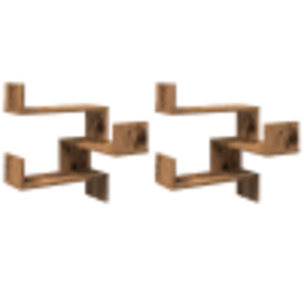 Prateleiras parede p/canto 2pcs deriv. de madeira madeira velha