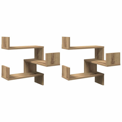 Prateleiras parede canto 2pcs deriv. madeira carvalho artisiano