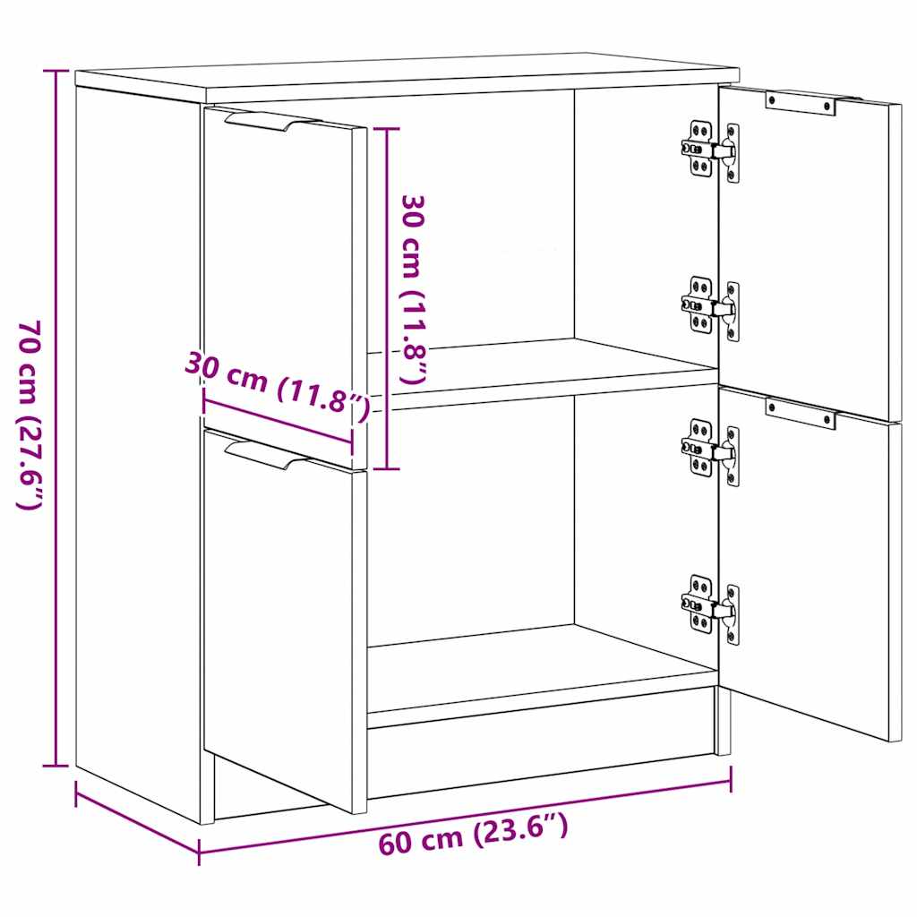 Aparador 60x30x70 cm derivados de madeira carvalho artisiano