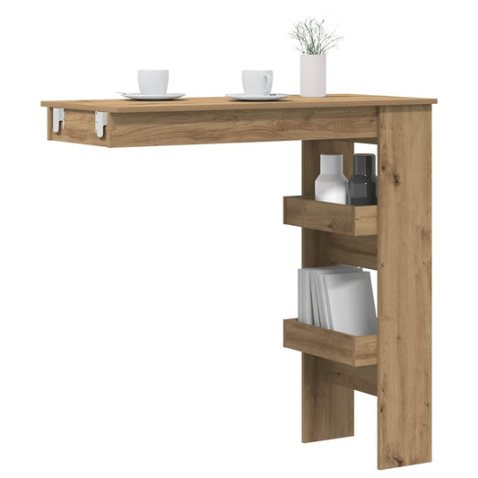 Mesa alta de parede carvalho artesanal 102x45x103,5 cm