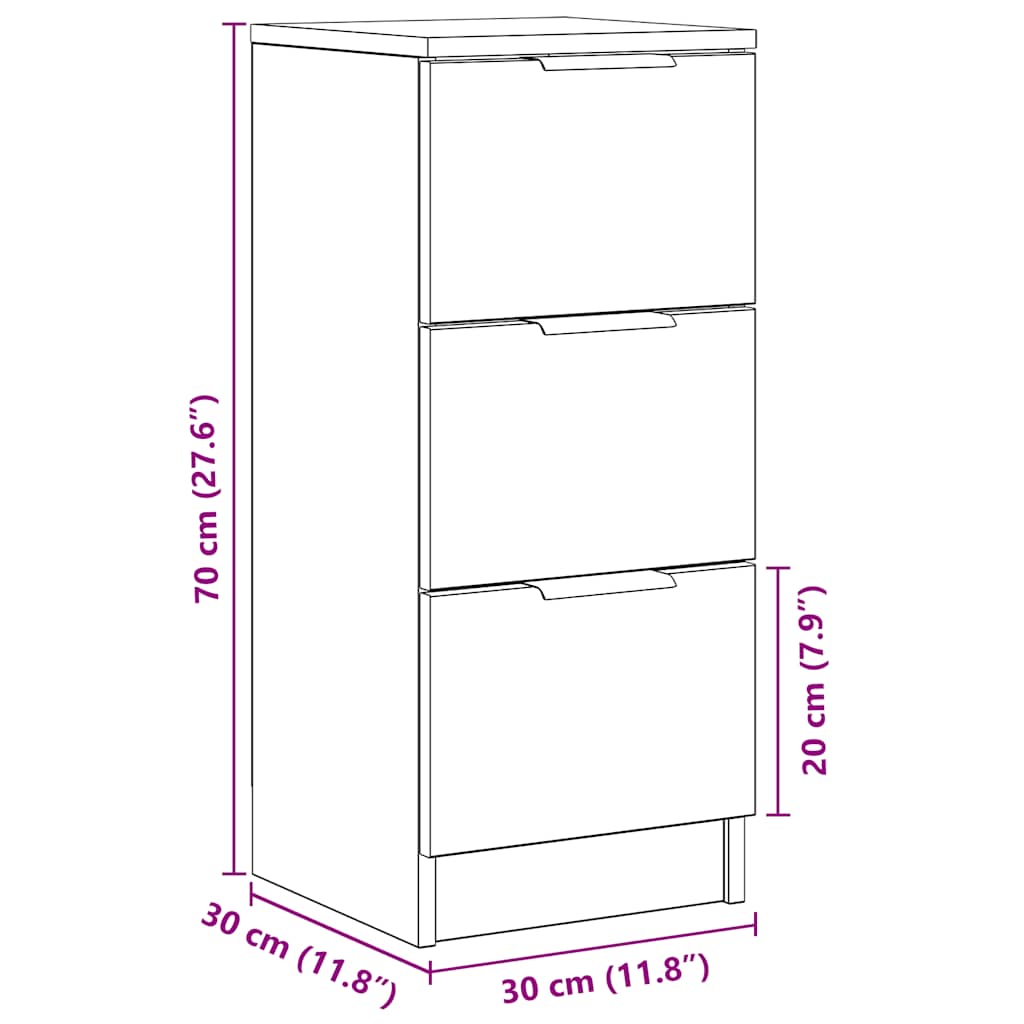 Aparador 30x30x70 cm derivados madeira cor carvalho artisiano