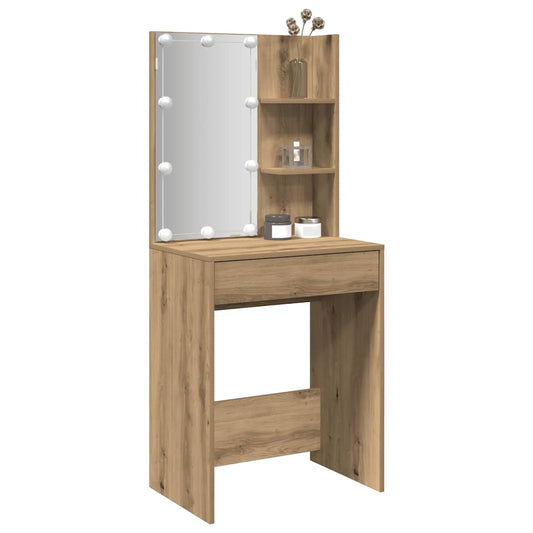 Toucador com luzes LED 60x40x140 cm cor carvalho artisiano