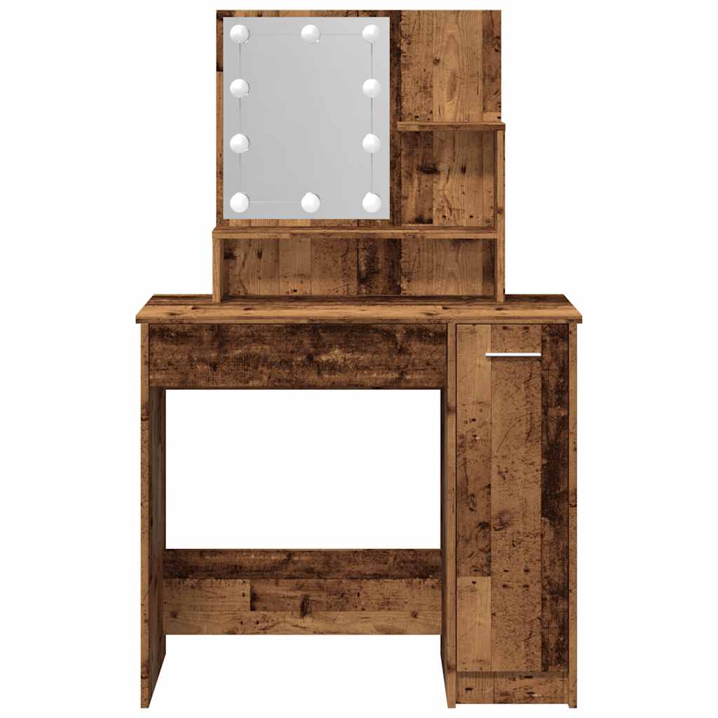Toucador com luzes LED 86,5x35x136 cm madeira velha