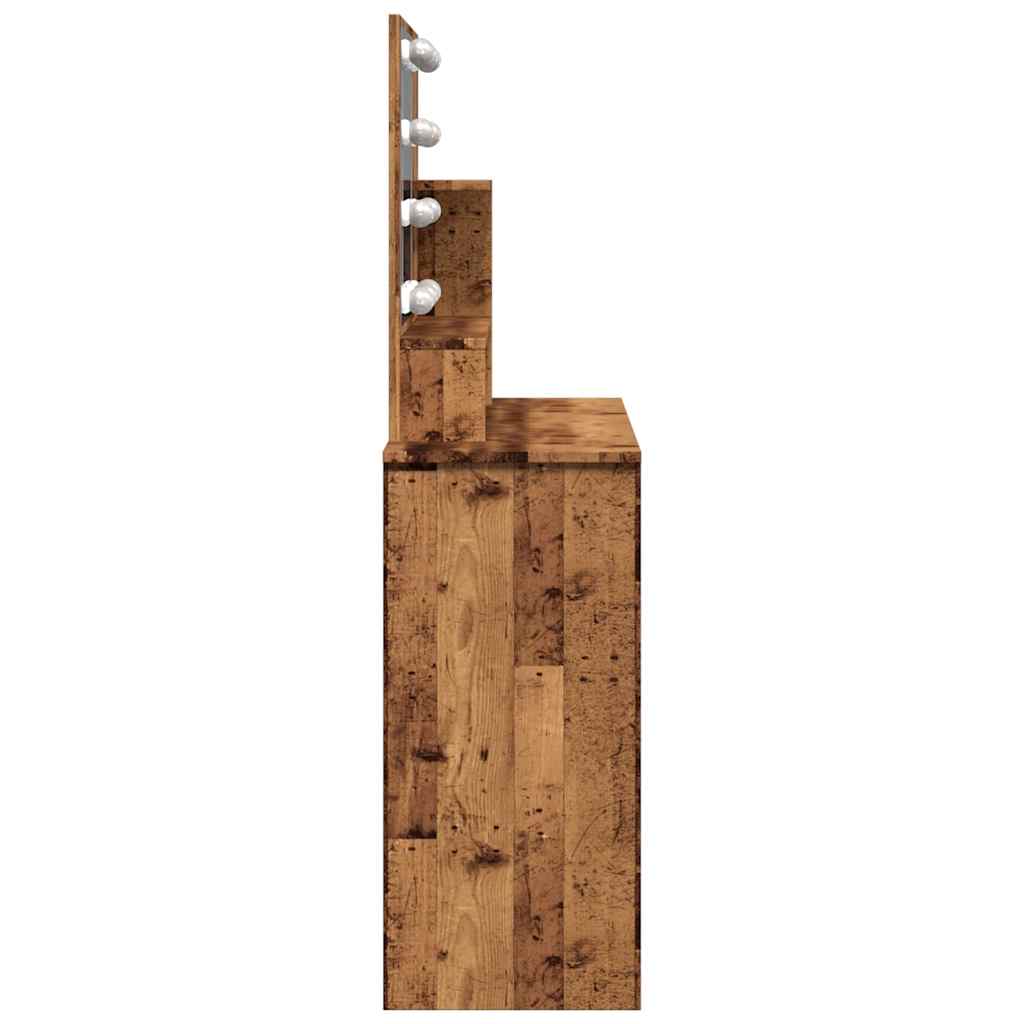 Toucador com luzes LED 86,5x35x136 cm madeira velha