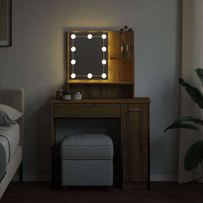 Toucador com luzes LED 86,5x35x136 cm cor carvalho artisiano