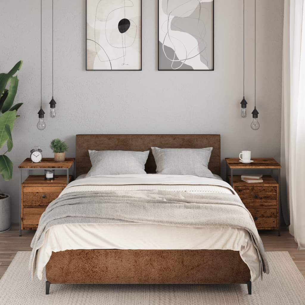 Mesas de cabeceira 2 pcs derivados de madeira madeira velha