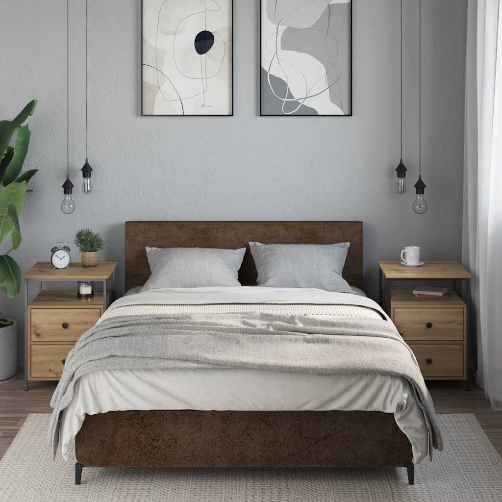 Mesas de cabeceira 2pcs derivados de madeira carvalho artisiano