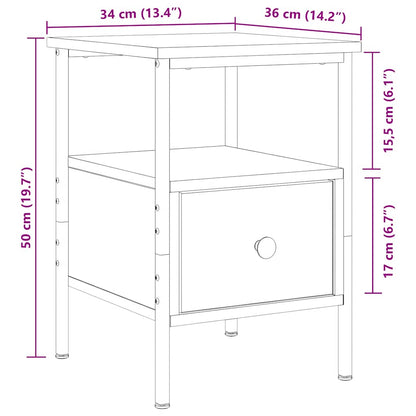 Mesas de cabeceira 2pcs derivados de madeira carvalho artisiano