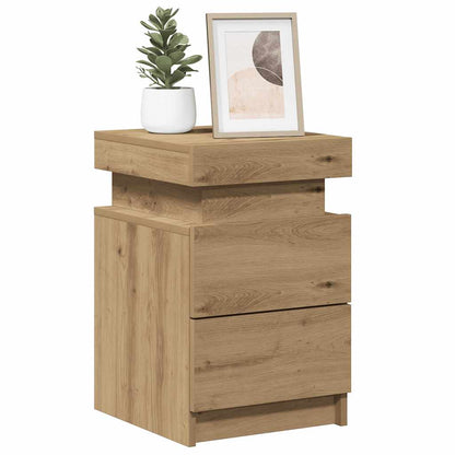 Mesa de cabeceira c/ LED derivados madeira carvalho artisiano