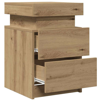 Mesa de cabeceira c/ LED derivados madeira carvalho artisiano
