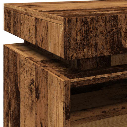 Mesa de cabeceira com luzes LED 40x39x48,5 cm madeira velha