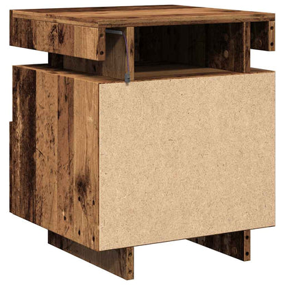 Mesas de cabeceira c/ luzes LED 2pcs 40x39x48,5cm madeira velha