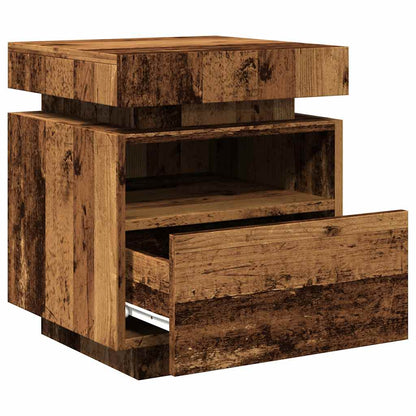 Mesas de cabeceira c/ luzes LED 2pcs 40x39x48,5cm madeira velha