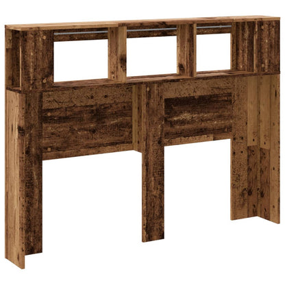 Cabeceira c/ LEDs 140x18,5x103,5cm deriv. madeira madeira velha