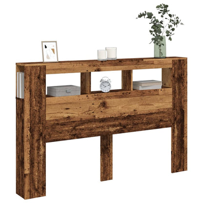 Cabeceira c/ LEDs 160x18,5x103,5cm deriv. madeira madeira velha