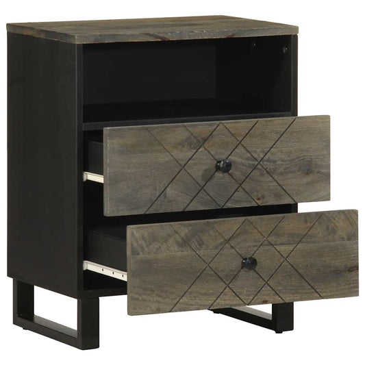 Mesa de cabeceira preto 50x33x62 cm madeira de mangueira maciça