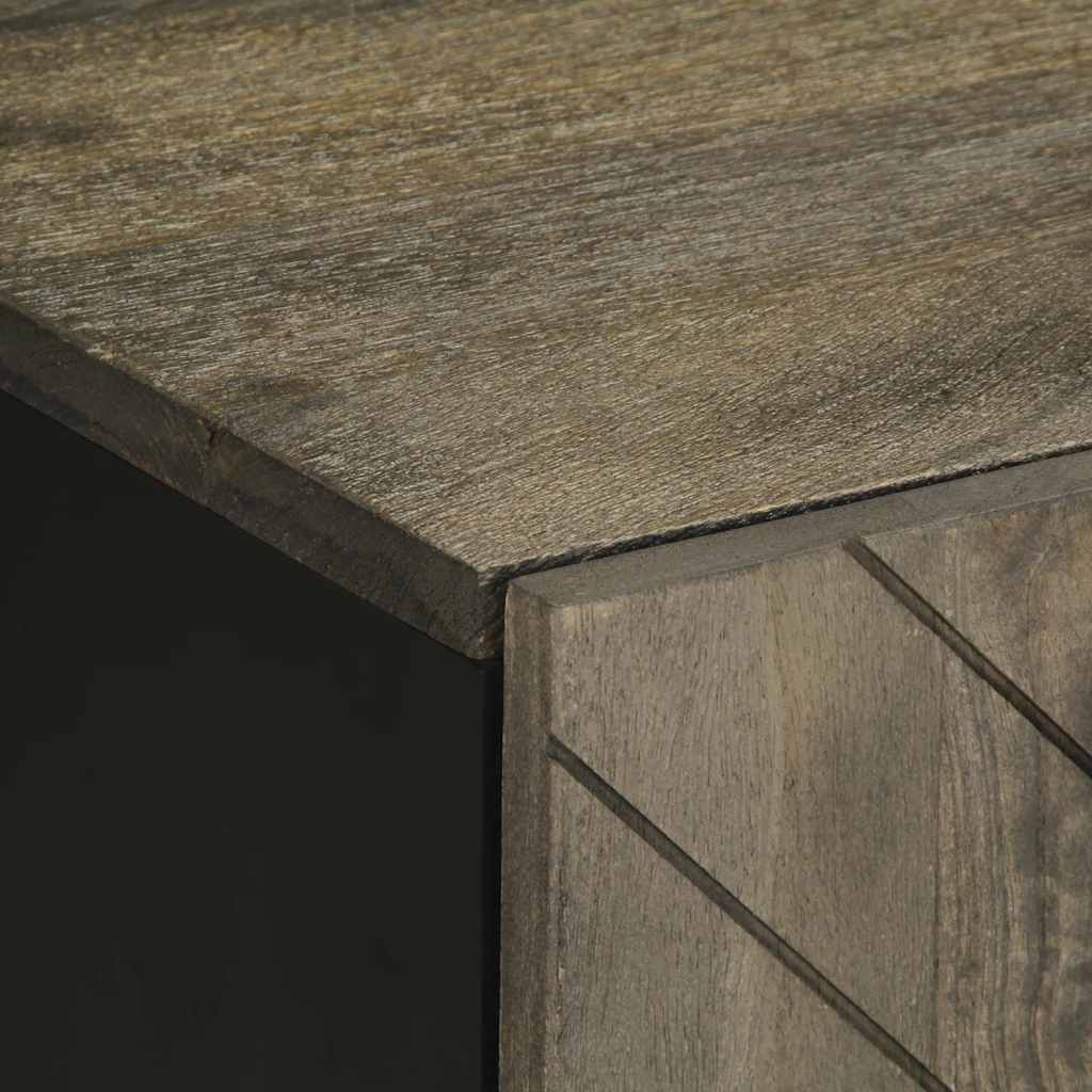 Móvel de TV de madeira de mangueira maciça preto