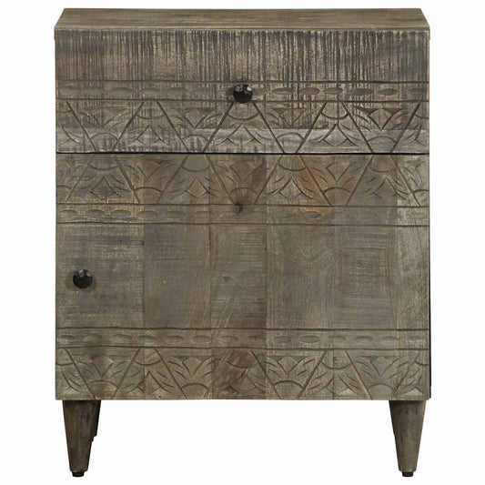 Mesa de cabeceira cinzento claro 50x33x60 cm