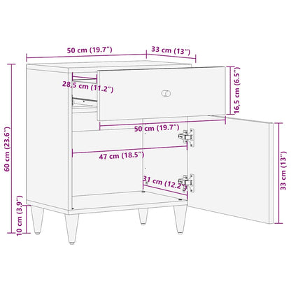 Mesa de cabeceira cinzento claro 50x33x60 cm