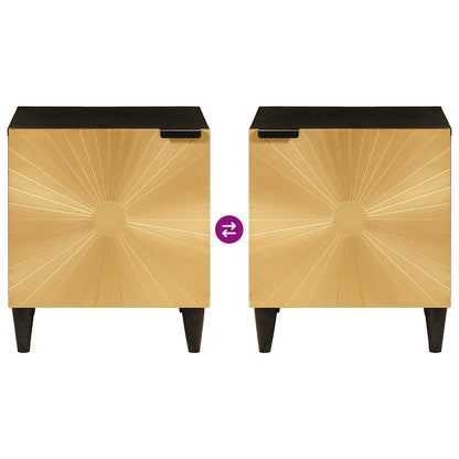 Mesa-de-cabeceira 2 pcs Preto e Ouro 40 x 33.5 x 46 cm