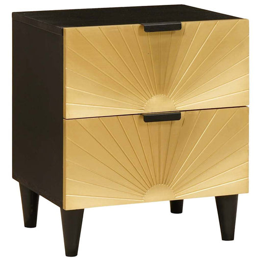 Mesa-de-cabeceira com gaveta Preto e Ouro 40 x 33.5 x 46 cm