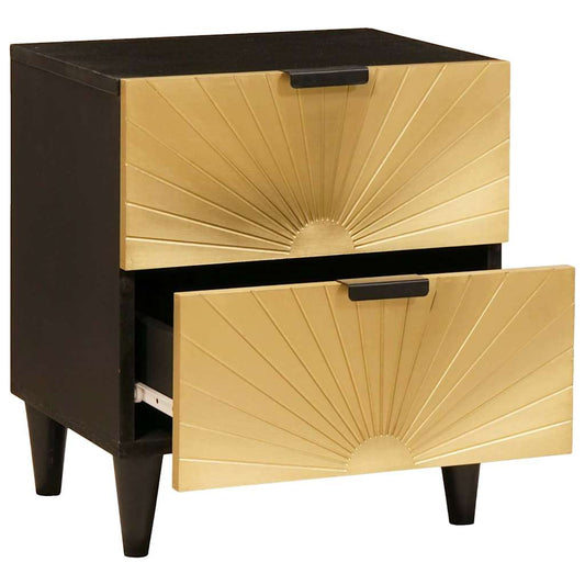 Mesa-de-cabeceira com gaveta Preto e Ouro 40 x 33.5 x 46 cm