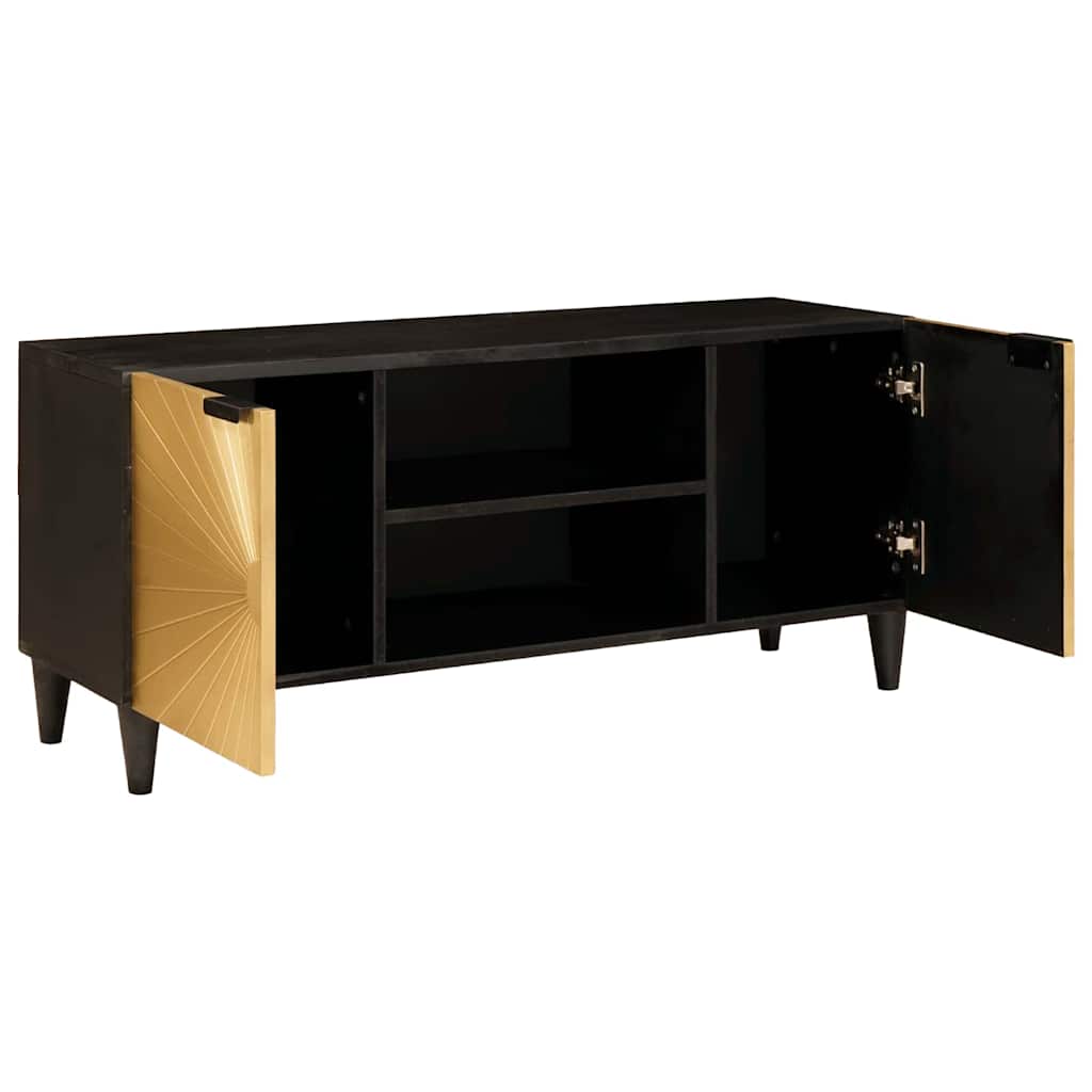 Gabinete para TV com prateleira Preto e Ouro 105 x 33 x 46 cm