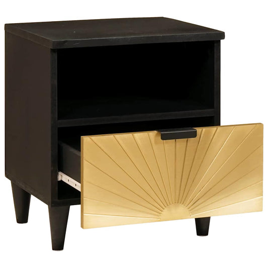 Mesa-de-cabeceira com gaveta Preto e Ouro 40 x 33 x 46 cm