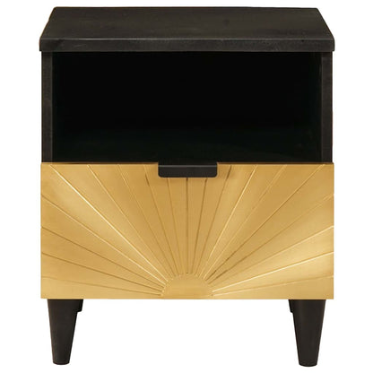 Mesa-de-cabeceira com gaveta 2 pcs Preto e Ouro 40 x 33 x 46 cm