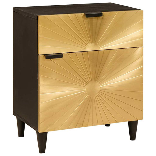 Mesa-de-cabeceira com gaveta Preto e Ouro 50 x 33 x 60 cm