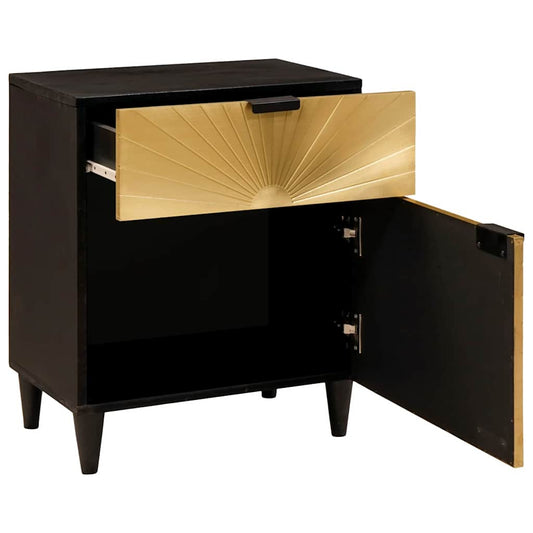 Mesa-de-cabeceira com gaveta Preto e Ouro 50 x 33 x 60 cm