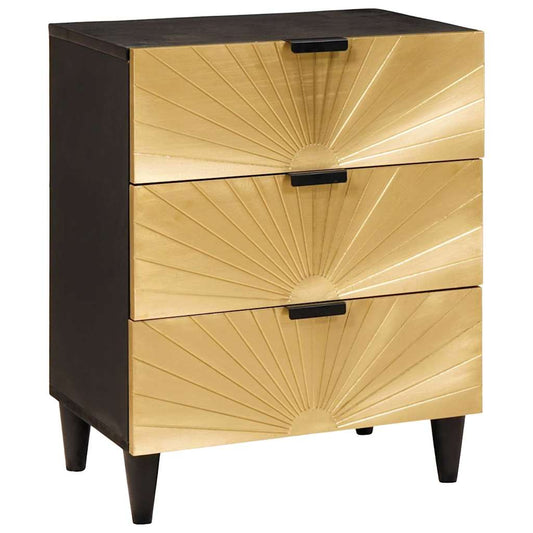 Mesa-de-cabeceira com gaveta Preto e Ouro 50 x 33 x 60 cm
