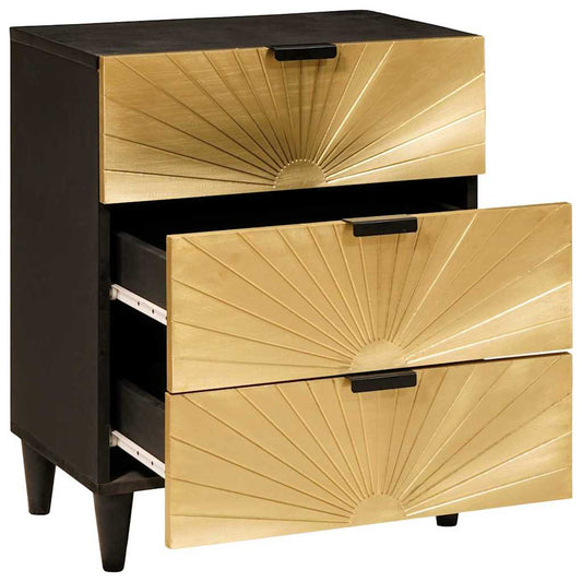 Mesa-de-cabeceira com gaveta Preto e Ouro 50 x 33 x 60 cm