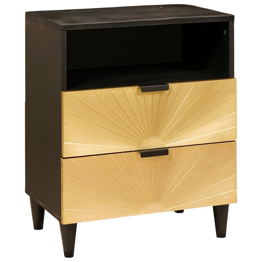 Mesa-de-cabeceira com gaveta Preto e Ouro 50 x 33 x 60 cm
