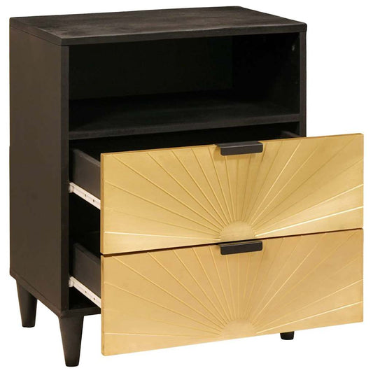 Mesa-de-cabeceira com gaveta Preto e Ouro 50 x 33 x 60 cm