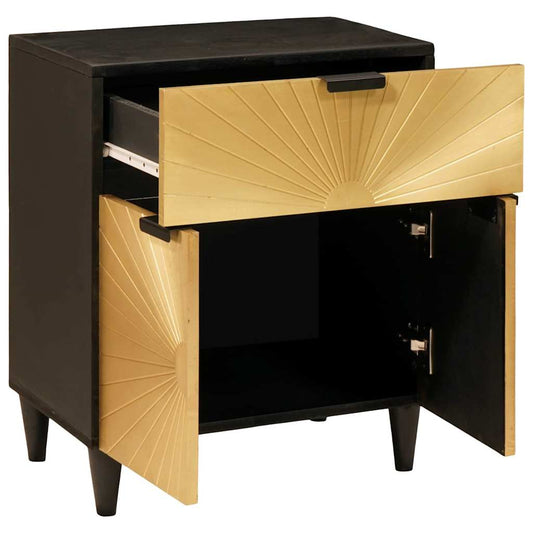 Mesa-de-cabeceira com gaveta Preto e Ouro 50 x 33 x 60 cm